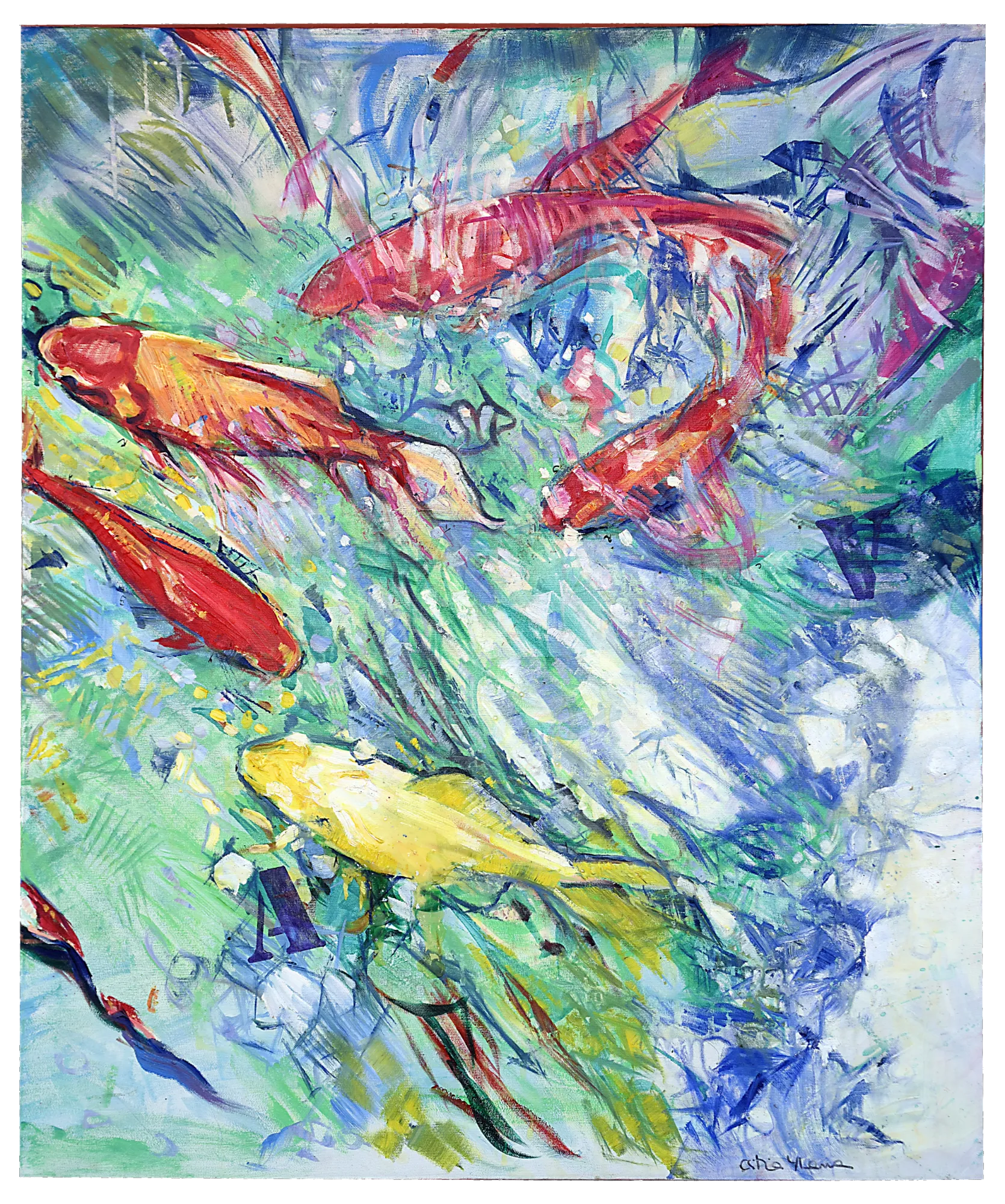 Koi Feast V — obra original de Cristina Ybarra